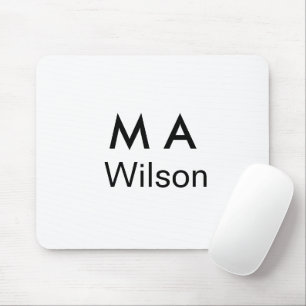 Simple monogram add your name letter man minimal mouse pad