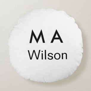 Simple monogram add your name letter man minimal round cushion