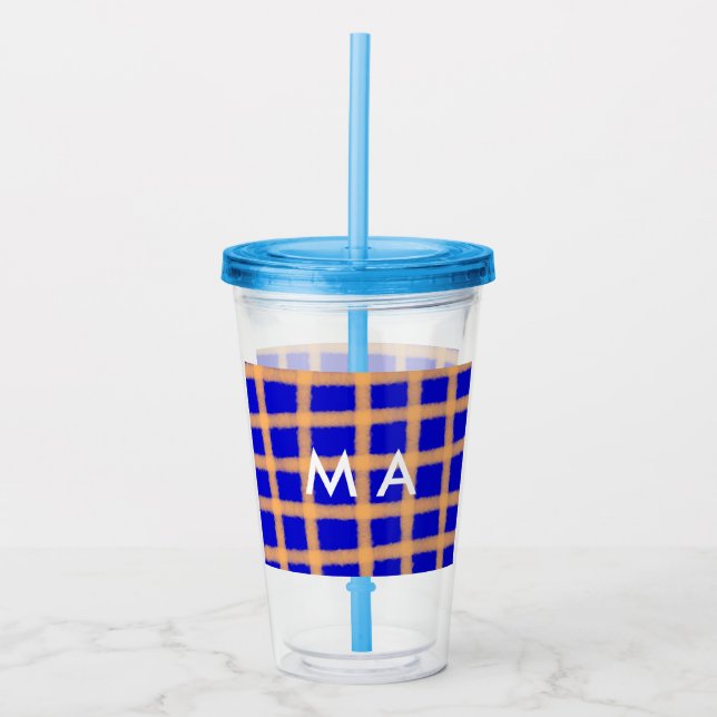 Simple monogram add your name letter man minimal t acrylic tumbler (Front)