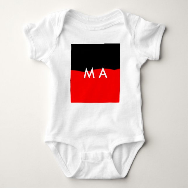 Simple monogram add your name letter man minimal t baby bodysuit (Front)