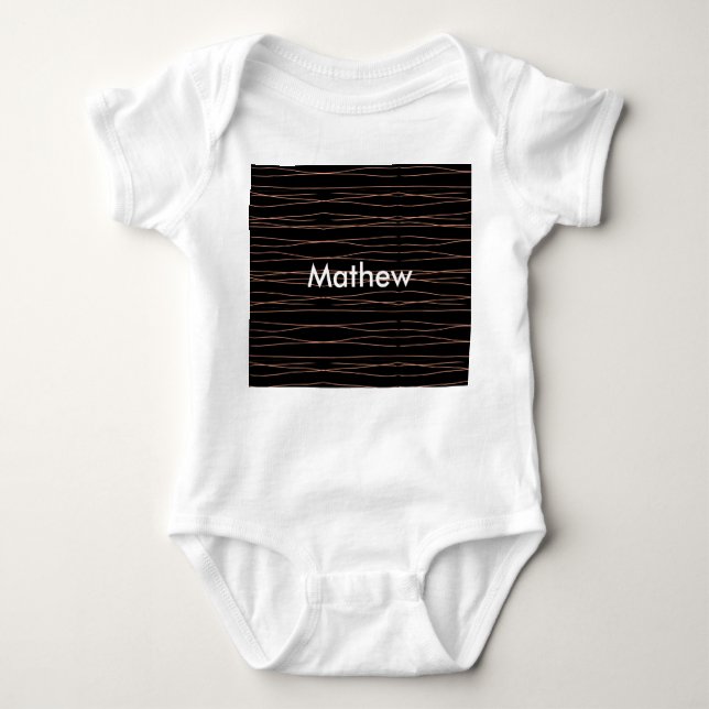 Simple monogram add your name letter man minimal t baby bodysuit (Front)