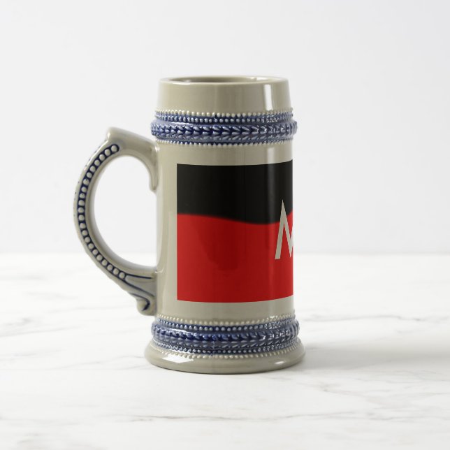 Simple monogram add your name letter man minimal t beer stein (Left)