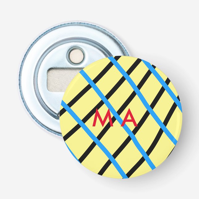 Simple monogram add your name letter man minimal t bottle opener (Front)