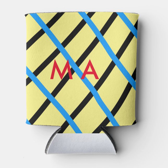 Simple monogram add your name letter man minimal t can cooler (Front)