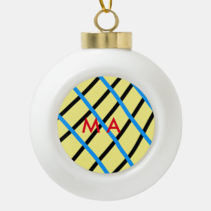 Simple monogram add your name letter man minimal t ceramic ball christmas ornament