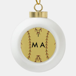 Simple monogram add your name letter man minimal t ceramic ball christmas ornament