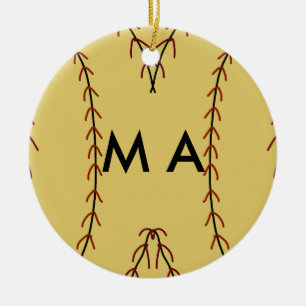 Simple monogram add your name letter man minimal t ceramic tree decoration