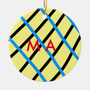 Simple monogram add your name letter man minimal t ceramic tree decoration