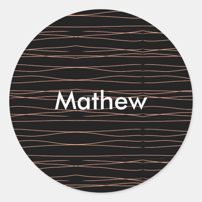 Simple monogram add your name letter man minimal t classic round sticker (Front)