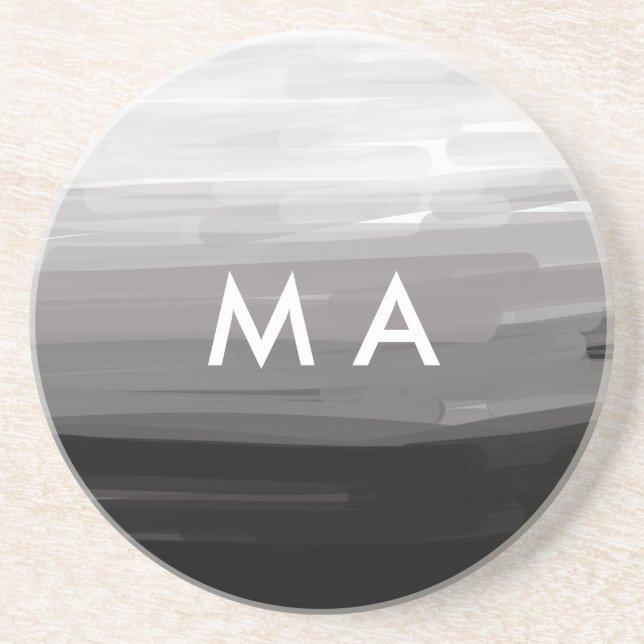 Simple monogram add your name letter man minimal t coaster (Front)