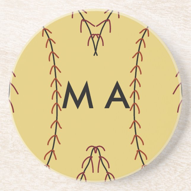 Simple monogram add your name letter man minimal t coaster (Front)