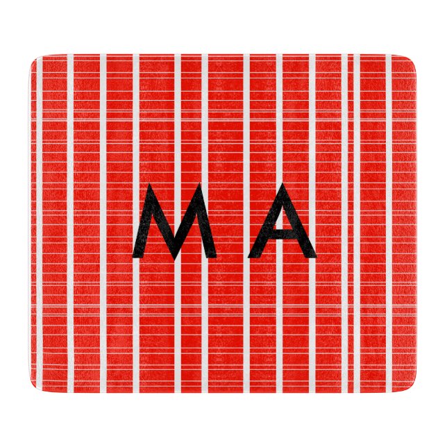 Simple monogram add your name letter man minimal t cutting board (Front)