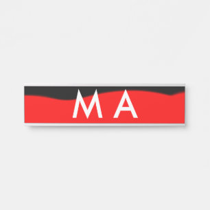 Simple monogram add your name letter man minimal t door sign