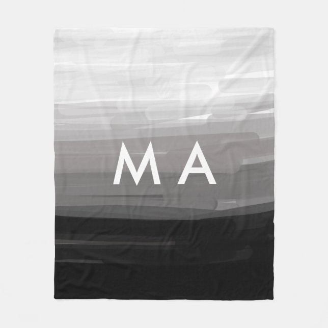 Simple monogram add your name letter man minimal t fleece blanket (Front)