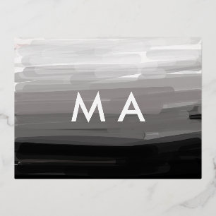 Simple monogram add your name letter man minimal t foil invitation postcard