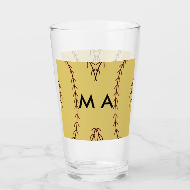 Simple monogram add your name letter man minimal t glass (Front)