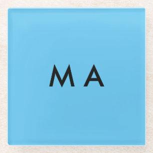 Simple monogram add your name letter man minimal t glass coaster