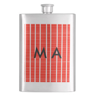 Simple monogram add your name letter man minimal t hip flask