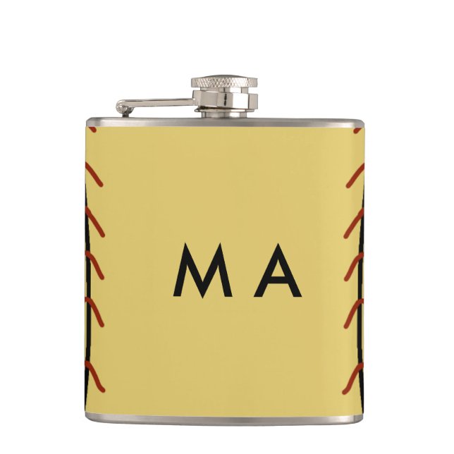 Simple monogram add your name letter man minimal t hip flask (Front)