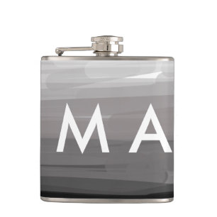 Simple monogram add your name letter man minimal t hip flask