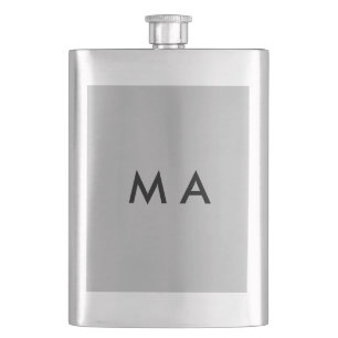 Simple monogram add your name letter man minimal t hip flask