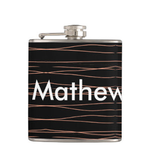 Simple monogram add your name letter man minimal t hip flask