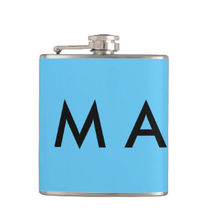Simple monogram add your name letter man minimal t hip flask