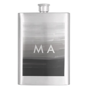 Simple monogram add your name letter man minimal t hip flask