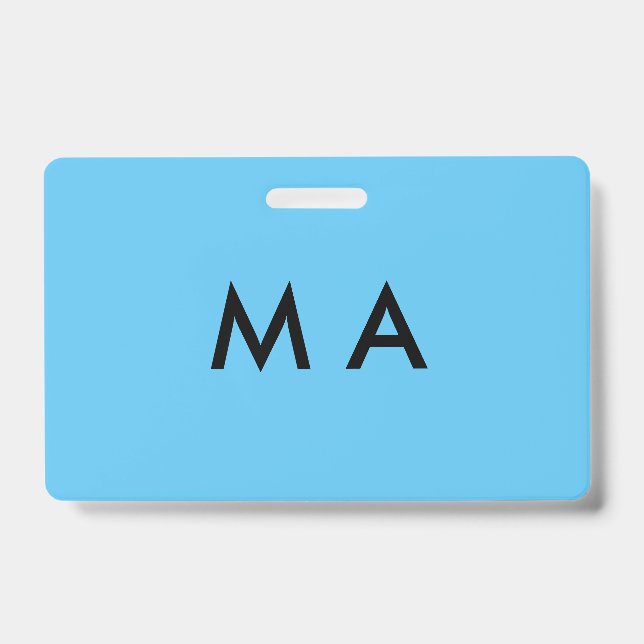 Simple monogram add your name letter man minimal t ID badge (Front)