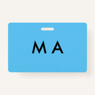 Simple monogram add your name letter man minimal t ID badge