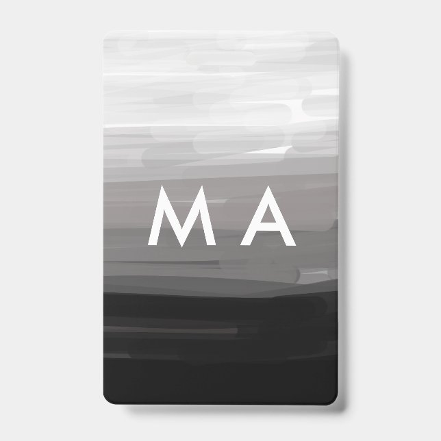 Simple monogram add your name letter man minimal t ID badge (Front)