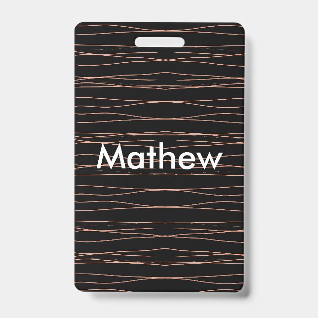 Simple monogram add your name letter man minimal t ID badge (Front)