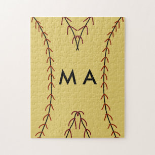 Simple monogram add your name letter man minimal t jigsaw puzzle
