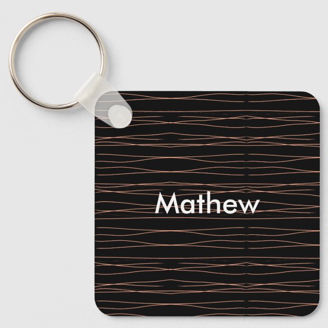 Simple monogram add your name letter man minimal t key ring (Front)