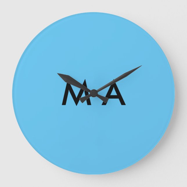 Simple monogram add your name letter man minimal t large clock (Front)