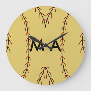 Simple monogram add your name letter man minimal t large clock