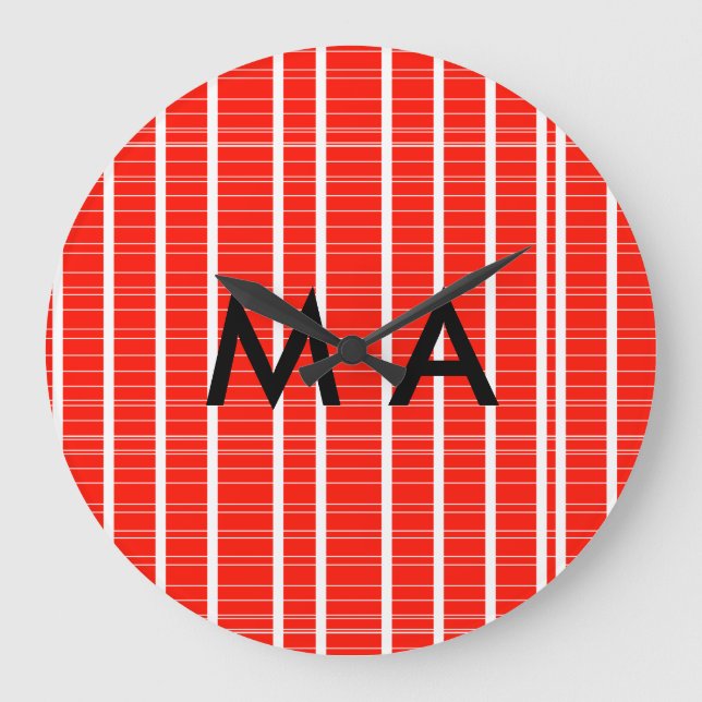 Simple monogram add your name letter man minimal t large clock (Front)