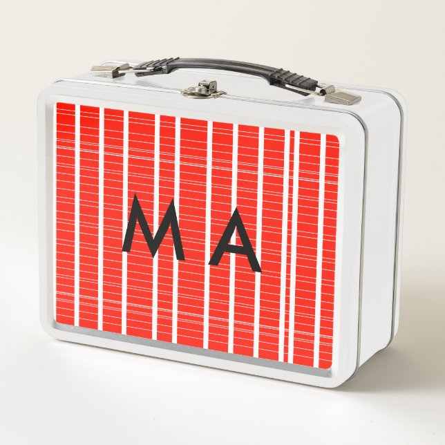 Simple monogram add your name letter man minimal t metal lunch box (Front)