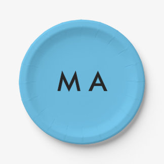 Simple monogram add your name letter man minimal t paper plate