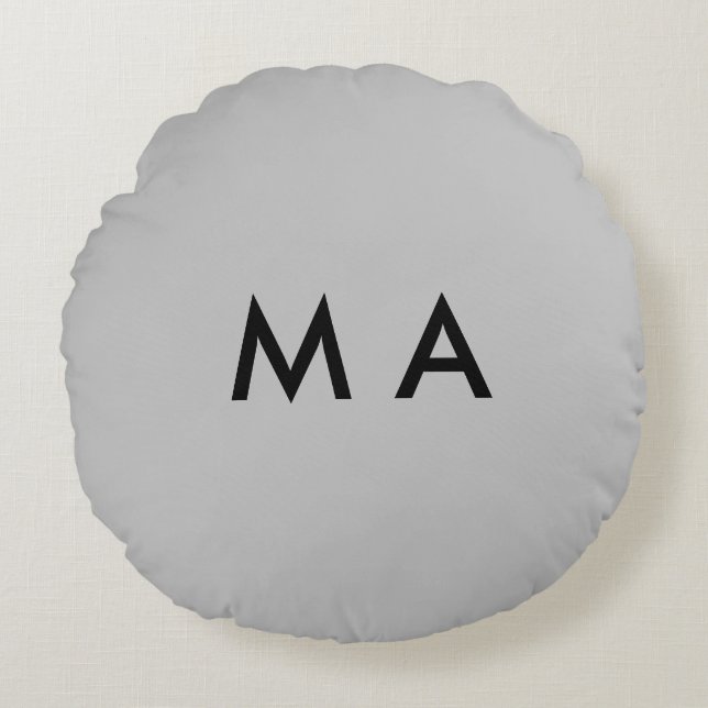 Simple monogram add your name letter man minimal t round cushion (Front)