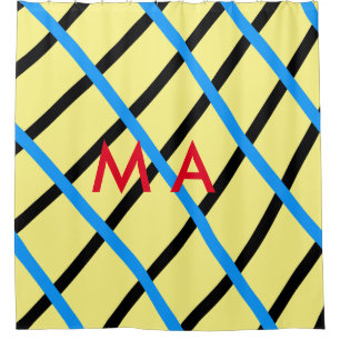 Simple monogram add your name letter man minimal t shower curtain