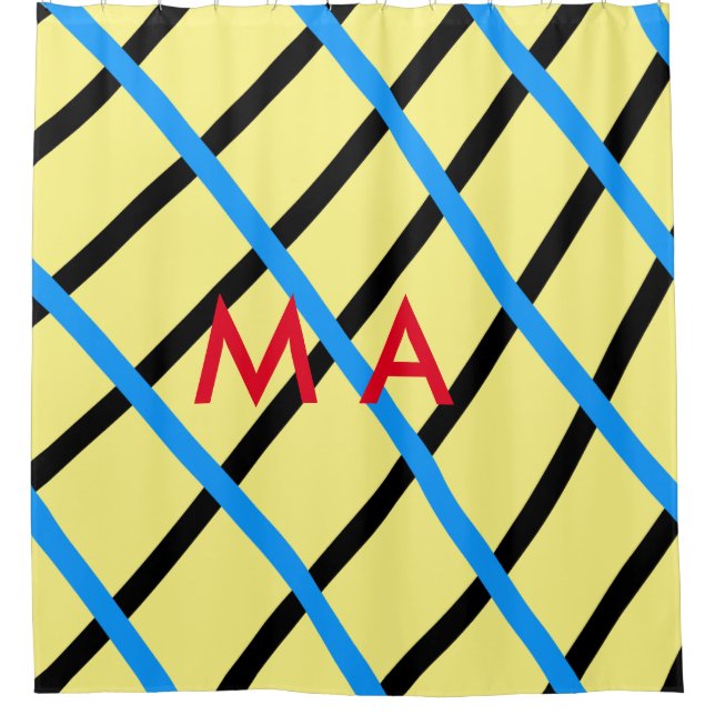 Simple monogram add your name letter man minimal t shower curtain (Front)