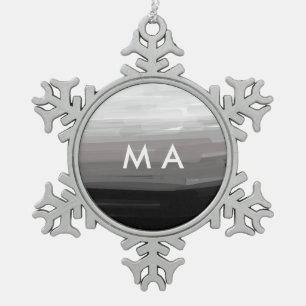 Simple monogram add your name letter man minimal t snowflake pewter christmas ornament