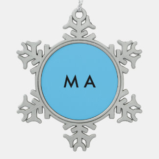Simple monogram add your name letter man minimal t snowflake pewter christmas ornament