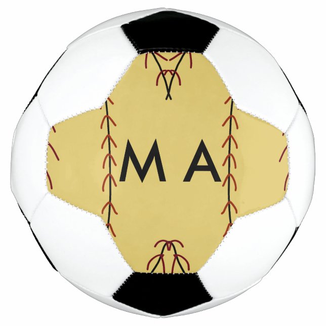 Simple monogram add your name letter man minimal t soccer ball (Front)