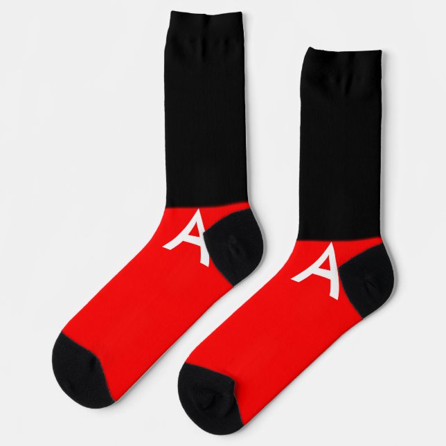 Simple monogram add your name letter man minimal t socks (Left)