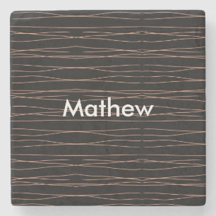 Simple monogram add your name letter man minimal t stone coaster