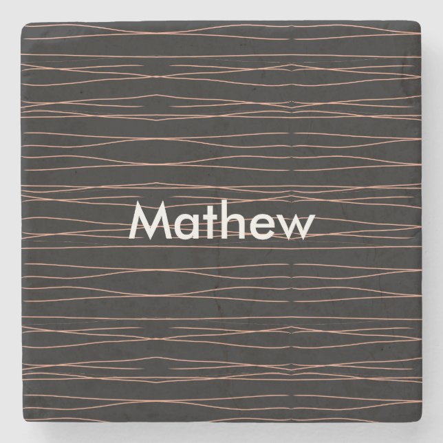 Simple monogram add your name letter man minimal t stone coaster (Front)