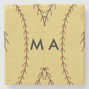Simple monogram add your name letter man minimal t stone coaster
