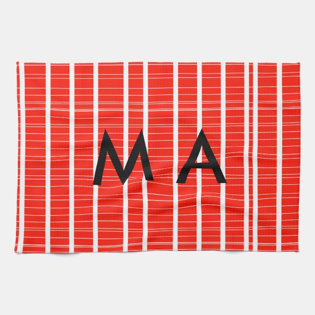 Simple monogram add your name letter man minimal t tea towel (Horizontal)